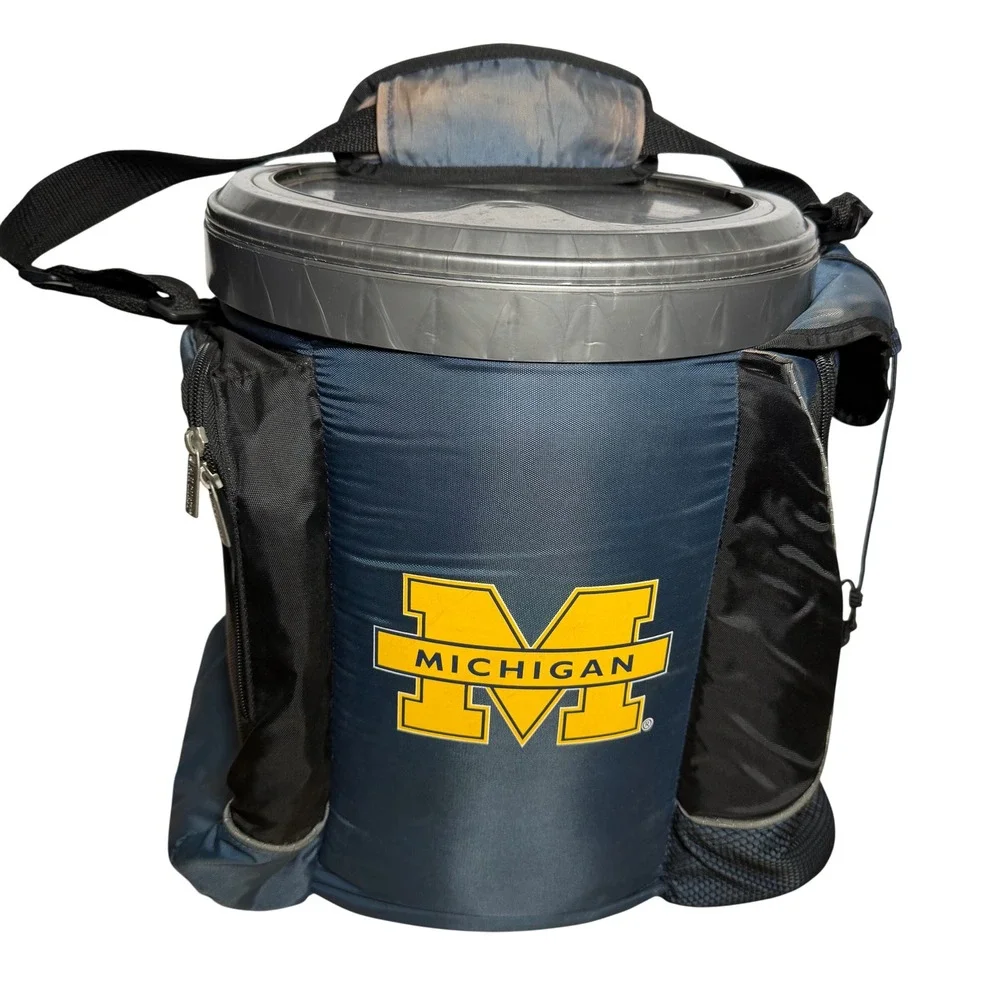 Vtg Michigan Wolverines Pak Chest Cooler Bag Insulated Pockets Tailgate College